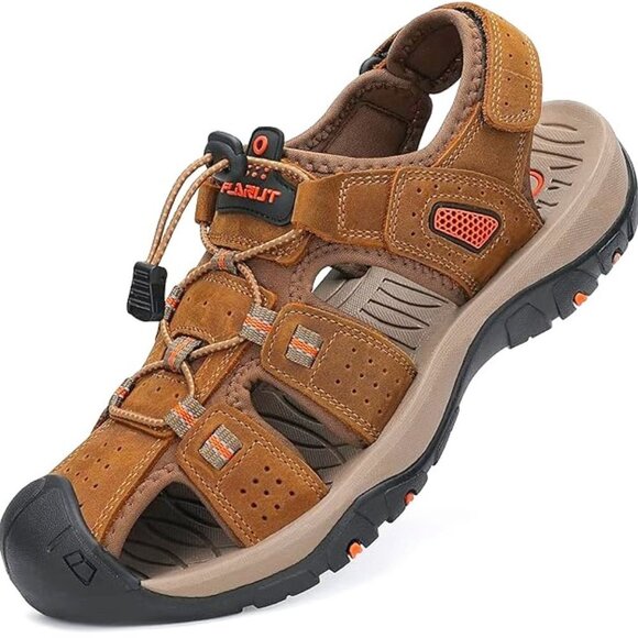 RUMDAX MEN'S LEATHER OUTDOOR CLOSED TOE SPORT SANDALS SIZE EU48-US 14 NWT - Picture 2 of 15